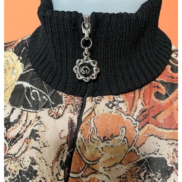 St. John Vtg. Y2K Fall Colors & Black Quilted Zip Front Cardigan Sweater Sz 4 S - Picture 5 of 16